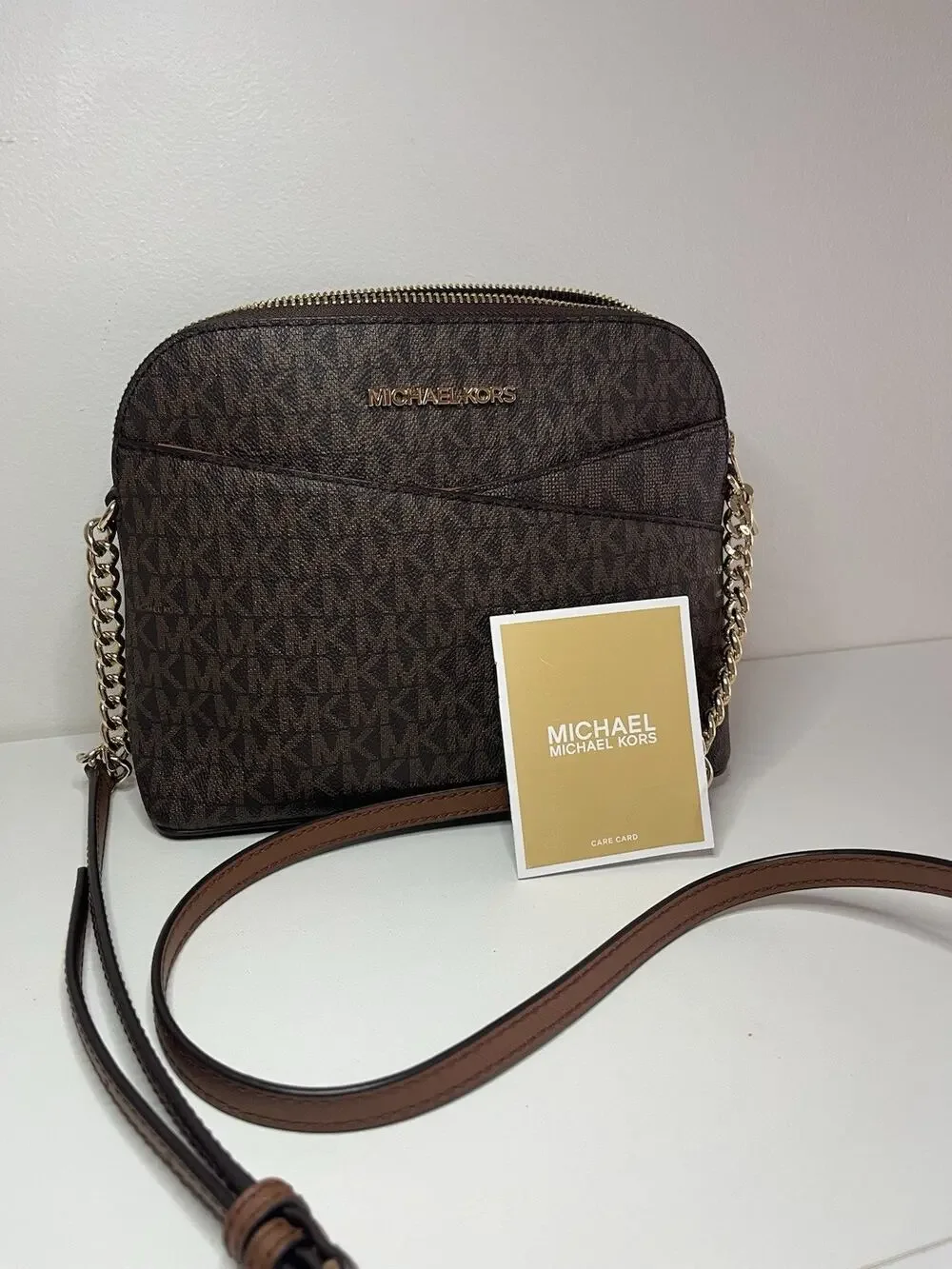 Michael Kors 35F1GTVC6B-200 Jet Set Medium Crossbody Leather Handbag Brown NEW